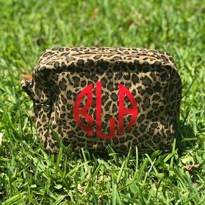 Monogrammed Adorable cheetah print makeup bags